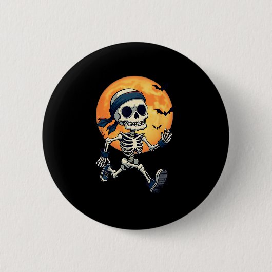 Running Skeleton Funny Halloween Kostuum Mannen Vr Ronde Button 5,7 Cm (Voorkant)