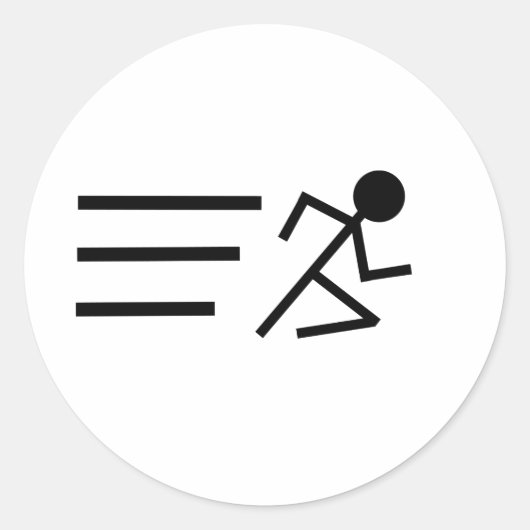 Running Stickman Ronde Sticker (Voorkant)