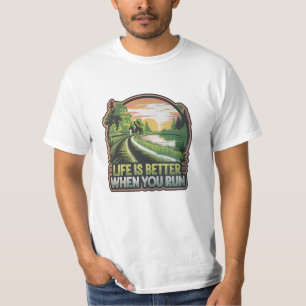 Running-thema kunstwerk voor actieve levensstijl t-shirt
