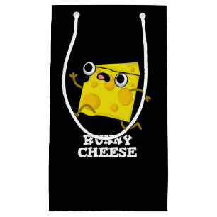 Runny Cheese Funny Food Pun Dark BG Klein Cadeauzakje