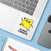 Runny Cheese Funny Food Pun Sticker (Laptop met iPhone)