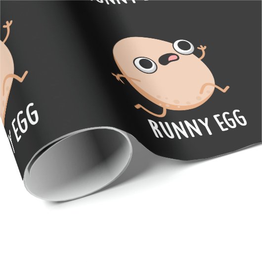 Runny Egg Funny Running Egg Pun Dark BG Cadeaupapier (Rol Hoek)