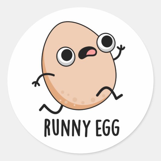 Runny Egg Funny Running Egg Pun Ronde Sticker (Voorkant)