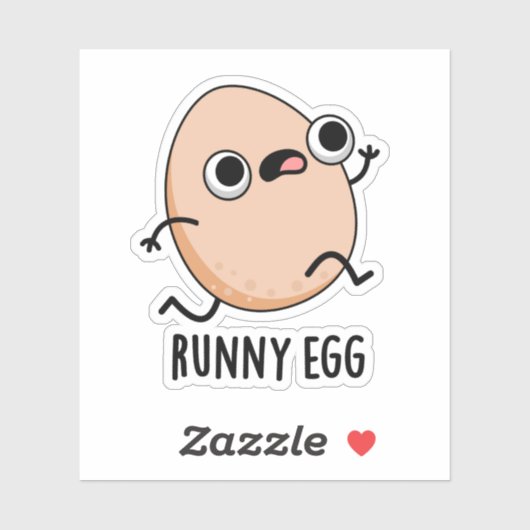 Runny Egg Funny Running Egg Pun Sticker (Vel)