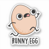 Runny Egg Funny Running Egg Pun Sticker (Voorkant)
