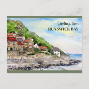 Runswick Bay Yorkshire England Waterverf Painting Briefkaart