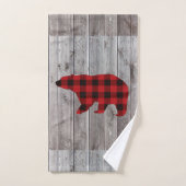 ruodland barn wood red buffalo plaid bear (Serviette à main)