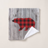 ruodland barn wood red buffalo plaid bear (Gant de toilette)