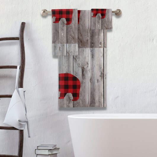 ruodland barn wood red buffalo plaid bear