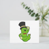 Rups als Bruidegom met Hoed Briefkaart (Staand voorkant)