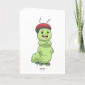 Rups als inline skater met roller skates.pn kaart (Achterkant)