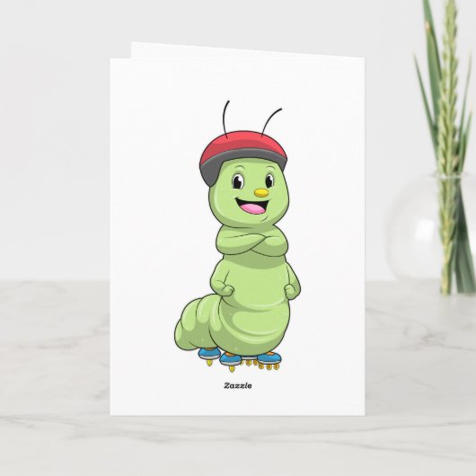 Rups als inline skater met roller skates.pn kaart (Achterkant)