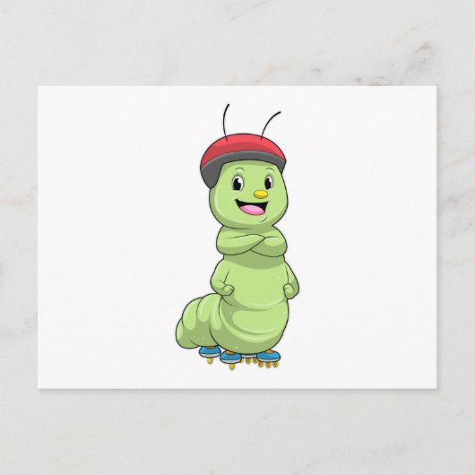 Rups als inline skater met rolschaatsen.pn briefkaart (Voorkant)