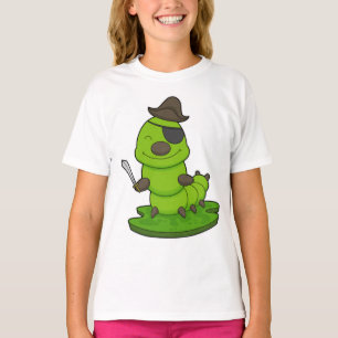 Rups als piraat met zwaard t-shirt