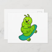 Rups als schaatser met skateboard briefkaart (Voorkant / Achterkant)