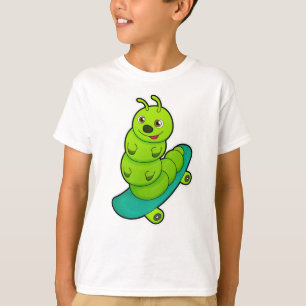 Rups als schaatser met skateboard t-shirt