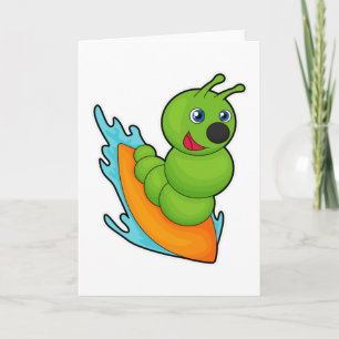 Rups als surfer met surfplank kaart