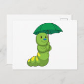 Rups bij regen met paraplu briefkaart (Voorkant / Achterkant)