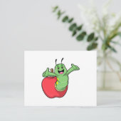 Rups met appel briefkaart (Staand voorkant)