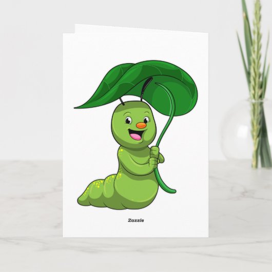 Rups met blad als parasol kaart (Achterkant)