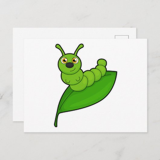 Rups met blad briefkaart (Voorkant / Achterkant)