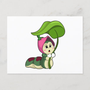 Rups met blad briefkaart