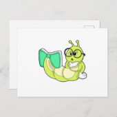 Rups met boek briefkaart (Voorkant / Achterkant)