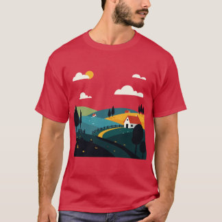 Rural landscape funny vintage t-shirt
