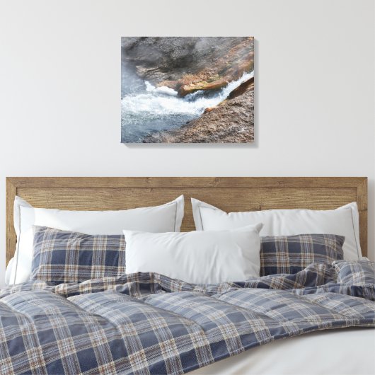 Rushing Waterfall Rocks Yellowstone Water Canvas Afdruk (Insitu (Slaapkamer))