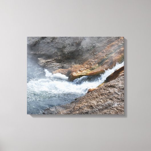 Rushing Waterfall Rocks Yellowstone Water Canvas Afdruk (Voorkant)
