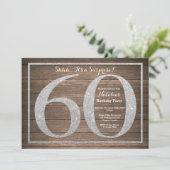 Rusic Surprise 60th Birthday Invitation Silver Kaart (Staand voorkant)
