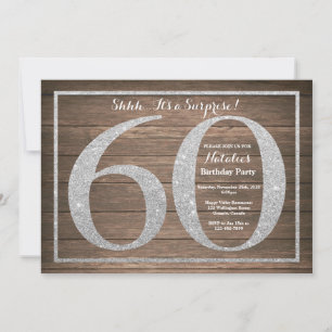 Rusic Surprise 60th Birthday Invitation Silver Kaart