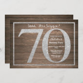 Rusic Surprise 70e anniversaire Invitation Argent (Devant / Derrière)