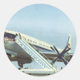 RUSLAND Aeroflot TU 114 AIRLINER Ronde Sticker