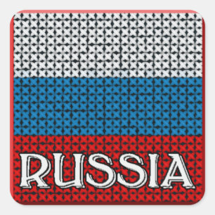 RUSLAND FLAG VIERKANTE STICKER