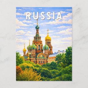 Rusland Illustratie Reis Kunst Vintage Briefkaart