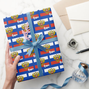 Rusland inpakpapier, blauw, Russische vlag Cadeaupapier
