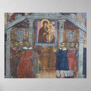 Rusland, Jaroslavl, fresco in Kathedraal van St. Poster