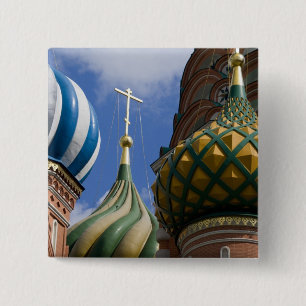 Rusland, Moskou, Rode Plein. St. Basilius Vierkante Button 5,1 Cm