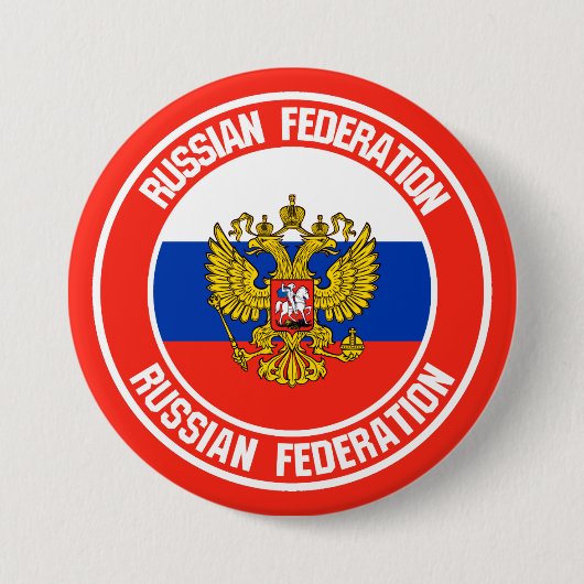 Rusland Round Emblem Ronde Button 7,6 Cm (Voorkant)