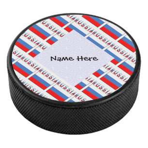 Rusland Russische Vlag Tegelpatroon Zwart Personal Hockey Puck