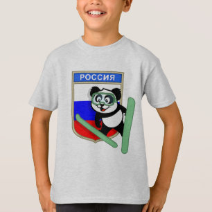 Rusland Ski-springende Panda T-shirt
