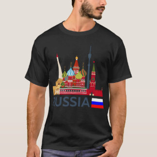 Rusland, skyline in Moskou. Kremlin Sticker T-shirt