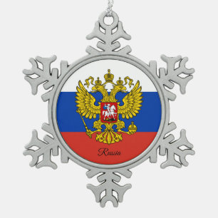 Rusland sneeuwvlok, Russische vlag Tin Sneeuwvlok Ornament
