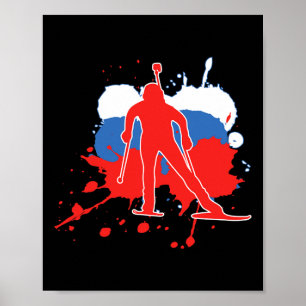 Rusland Vlag Biatlonist - Russische Biatlon 1 Poster