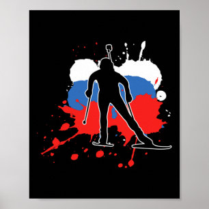 Rusland Vlag Biatlonist - Russische Biatlon Poster