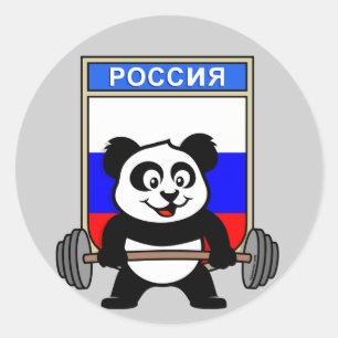 Rusland Weightlift Panda Ronde Sticker