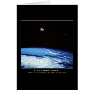 Ruslands Mir Space Station, de Aarde en de Maan