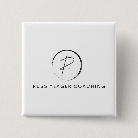 Russ Yeager Coaching Signature Logo Vierkante Button 5,1 Cm (Voorkant)