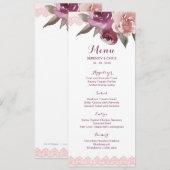 Russe aquarelle dentelle fleurie menu mariage de a (Devant / Derrière)